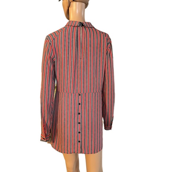 DR2 red black striped long sleeve retro button down shirt size medium - Picture 5 of 11
